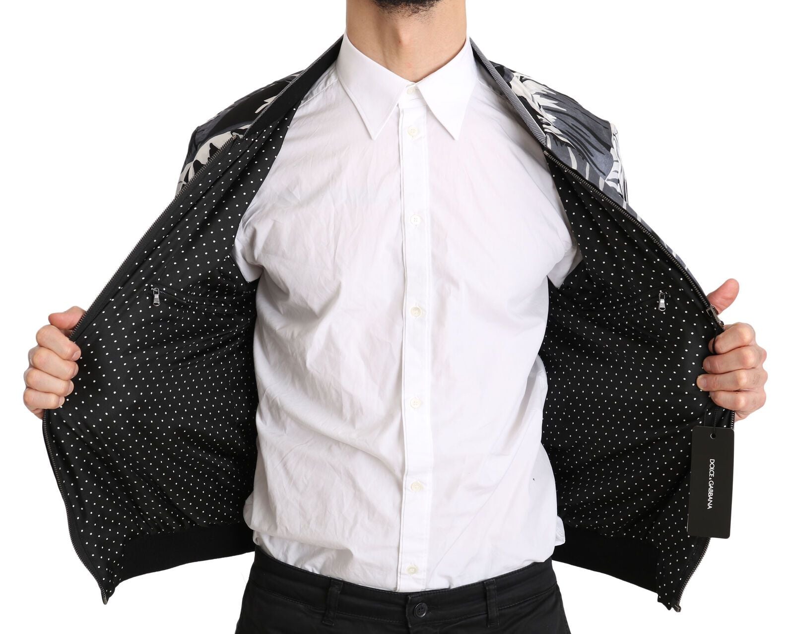 Dolce &amp; Gabbana Elegant silk bomber jacket with banana leaf print