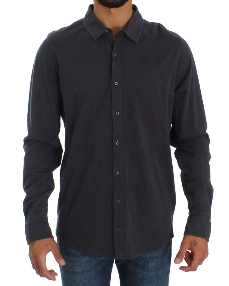 Alpha Massimo Rebecchi Smooth grey cotton casual shirt