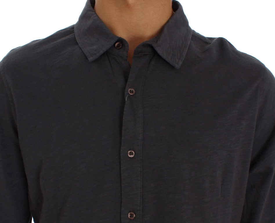 Alpha Massimo Rebecchi Smooth grey cotton casual shirt