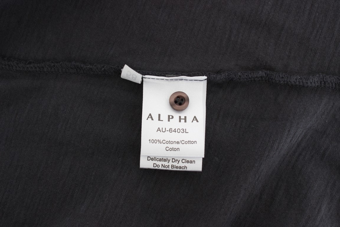 Alpha Massimo Rebecchi Smooth grey cotton casual shirt