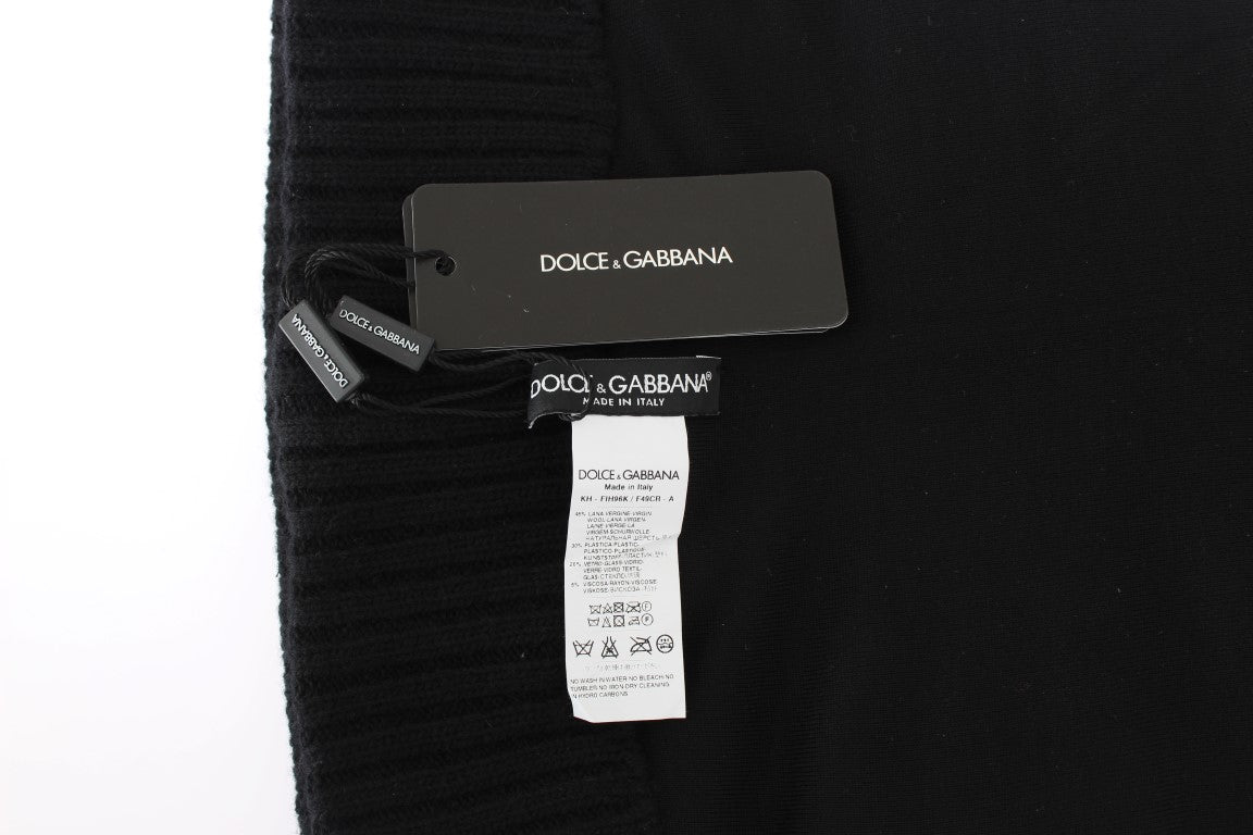 Dolce & Gabbana Eleganter schwarzer Kapuzenschal mit Pailletten