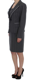 Load image into Gallery viewer, BENCIVENGA Elegant Gray Striped Dress & Blazer Suit Set
