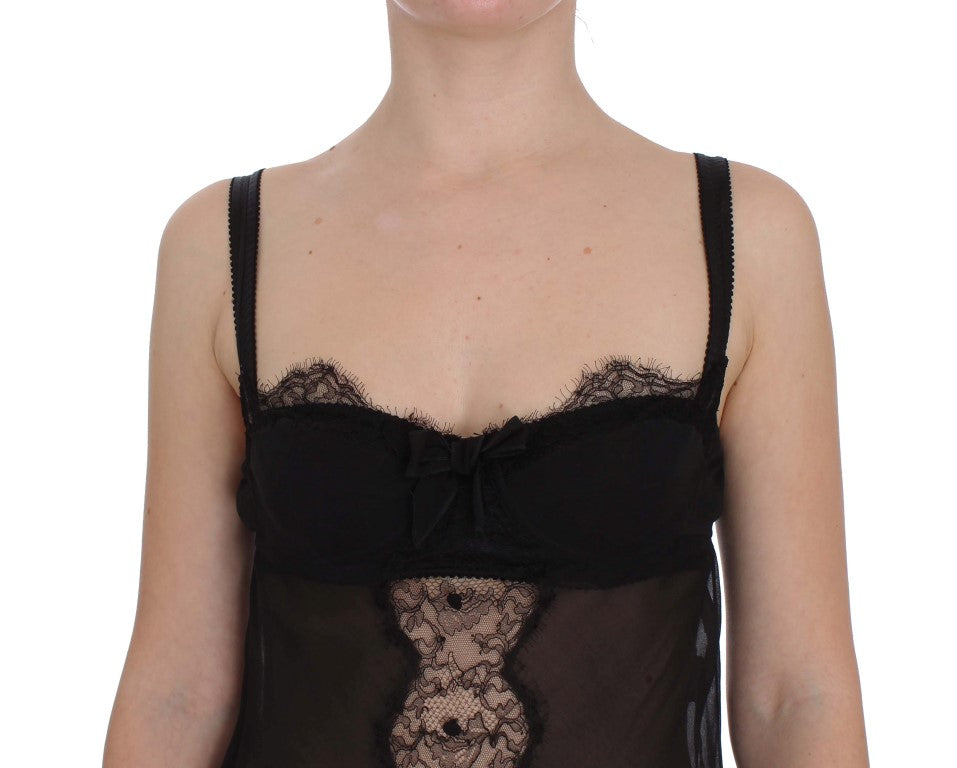 Dolce & Gabbana Elegantes Babydoll-Chemise aus floraler Spitze aus Seide