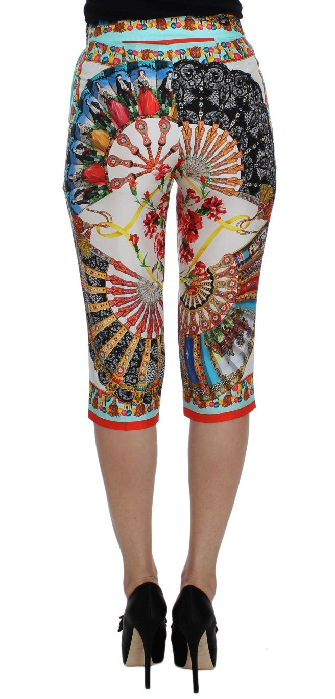 Dolce & Gabbana Mehrfarbige Majolika Seiden-Caprihose