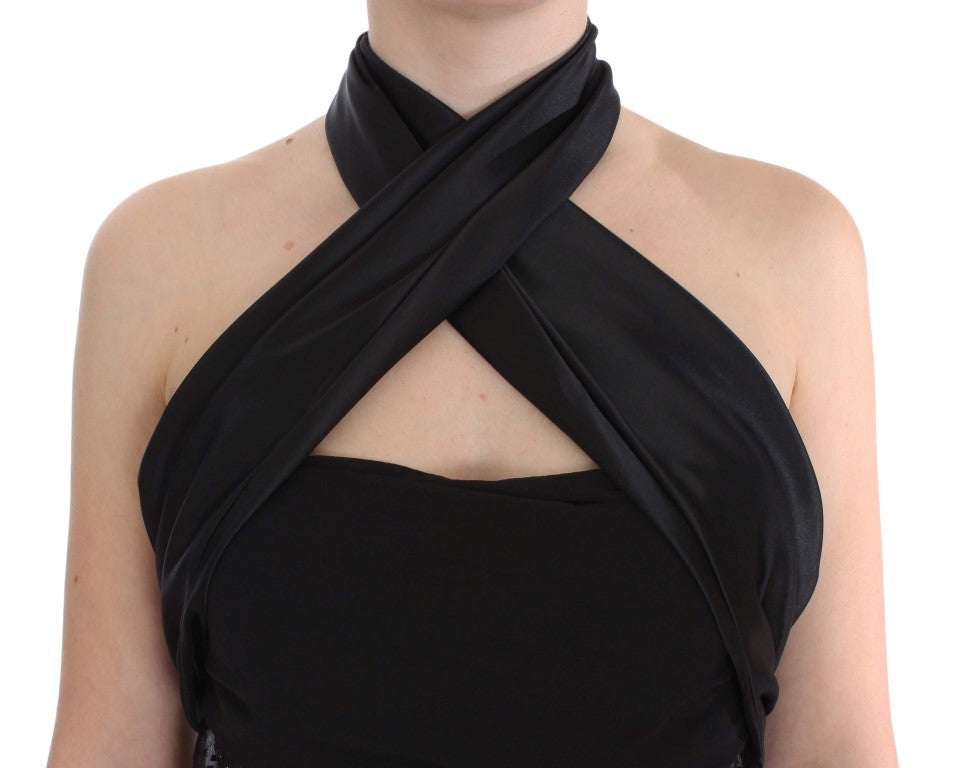 Exte Elegante Schwarze Abend-Wickeltop-Bluse