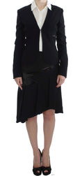 Load image into Gallery viewer, Exte Elegant two-piece skirt suit in black and blue
