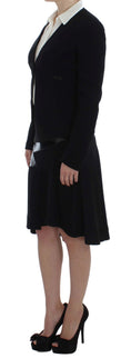 Load image into Gallery viewer, Exte Elegant two-piece skirt suit in black and blue
