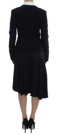 Load image into Gallery viewer, Exte Elegant two-piece skirt suit in black and blue
