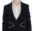 Load image into Gallery viewer, Exte Chic black stretch blazer with gold button placket
