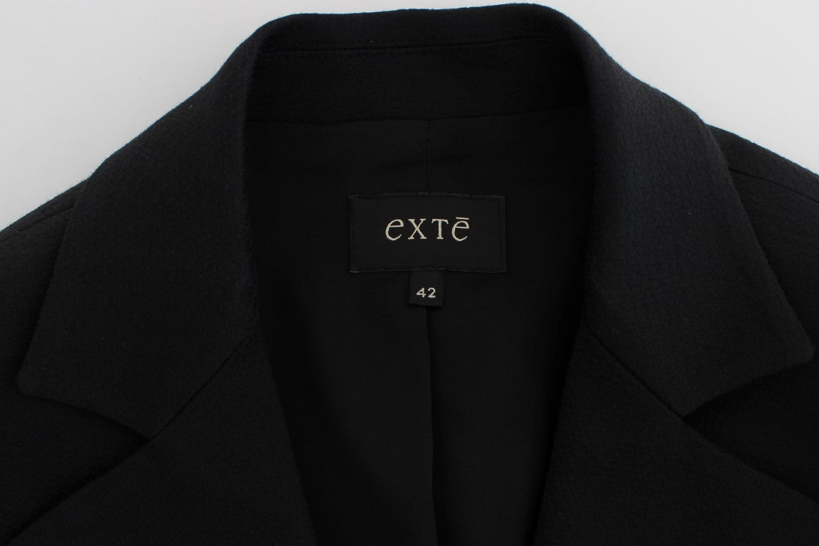 Exte Chic black stretch blazer with gold button placket