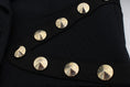 Load image into Gallery viewer, Exte Chic black stretch blazer with gold button placket
