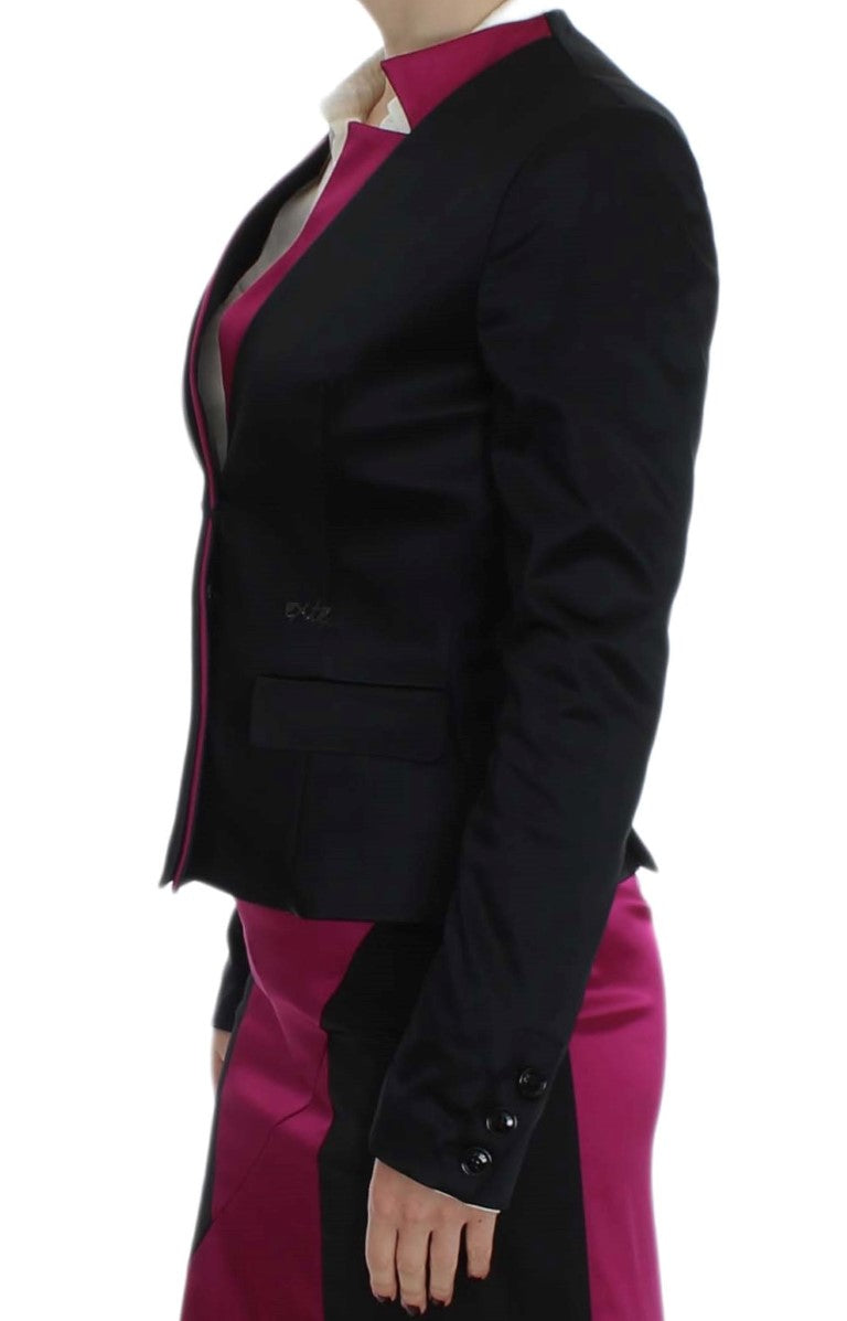 Exte Schicker schwarz-rosa einreihiger Blazer