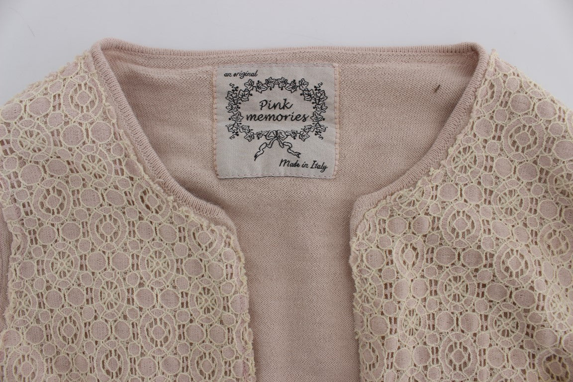 PINK MEMORIES Eleganter rosa Wickelpullover aus Baumwollstrick