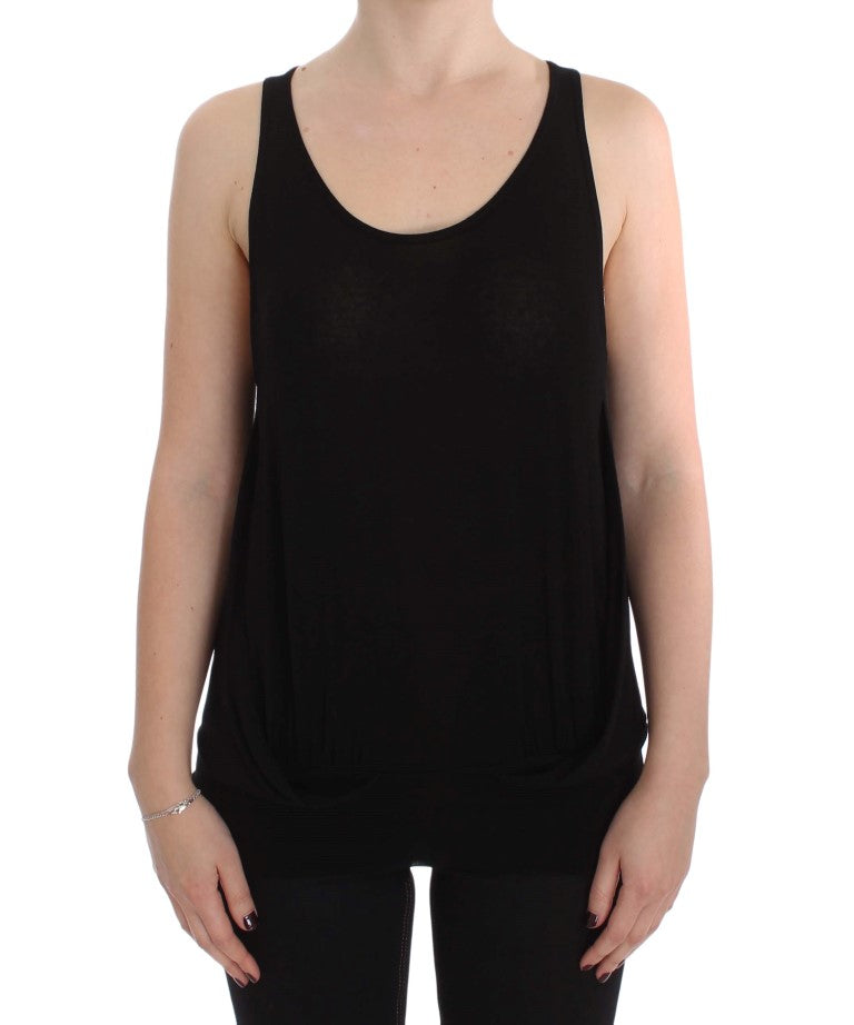 PLEIN SUD Schlankes schwarzes Cami Bluse Tank Top