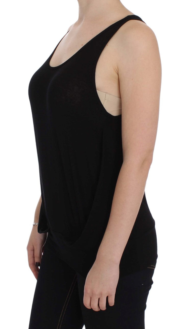 PLEIN SUD Schlankes schwarzes Cami Bluse Tank Top