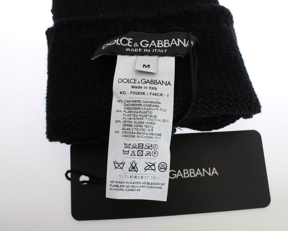 Dolce & Gabbana Fingerlose Handschuhe aus Kaschmir mit Paillettenbesatz