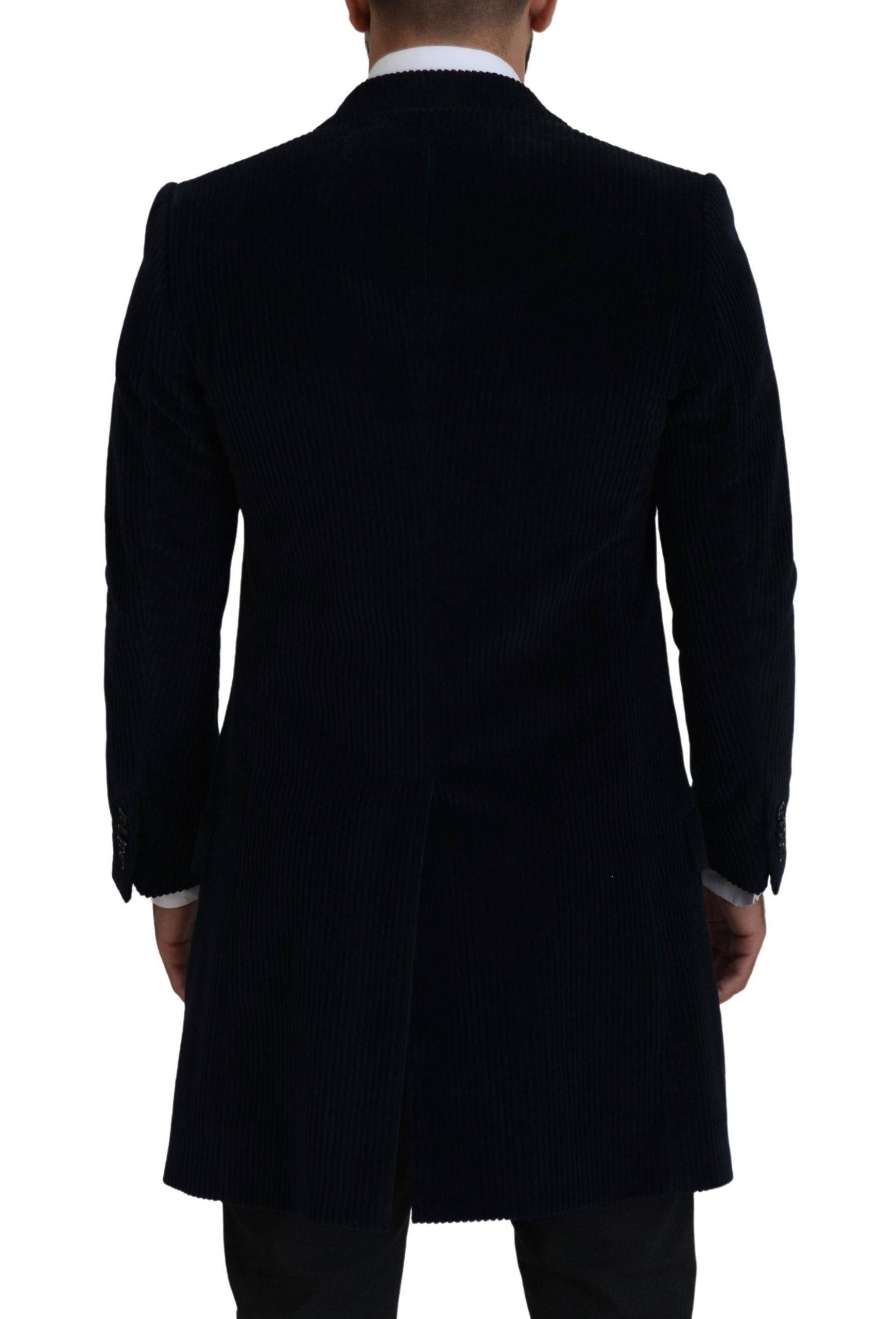 Dolce & Gabbana Elegante schwarze lange Strickjacke aus Baumwolle