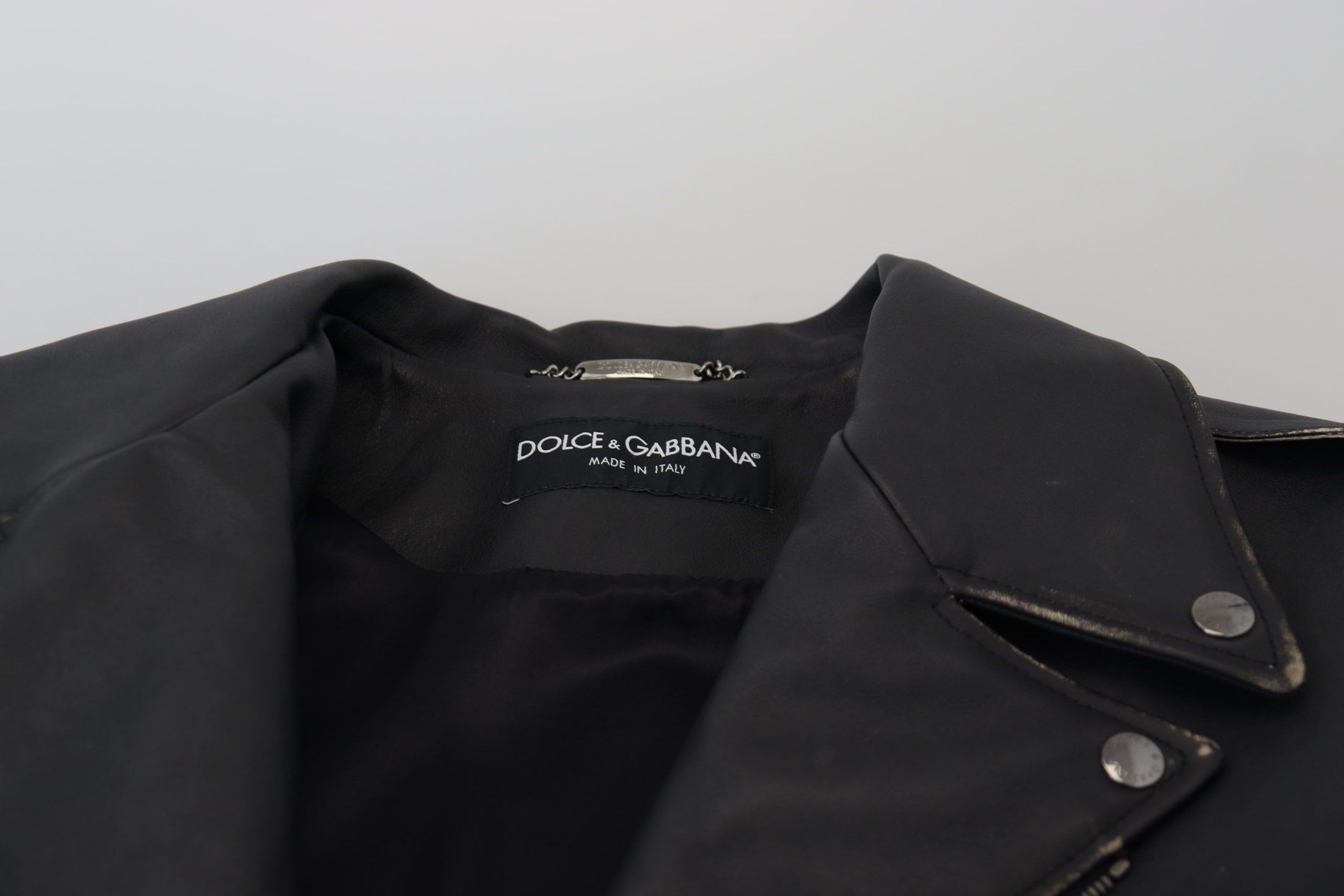 Dolce & Gabbana Elegante schwarze Leder-Bikerjacke