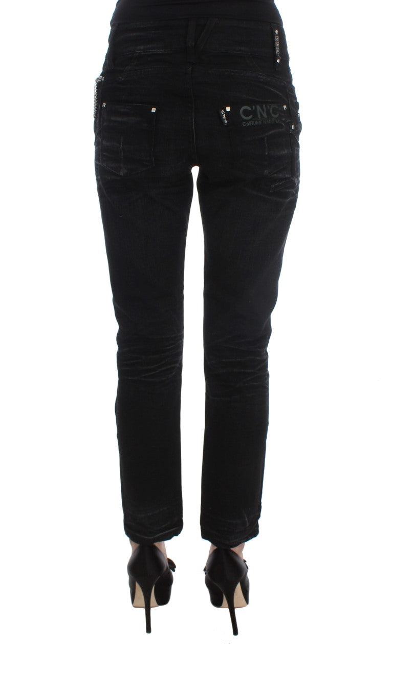 Costume National Elegant black slouchy fit jeans for trendsetters