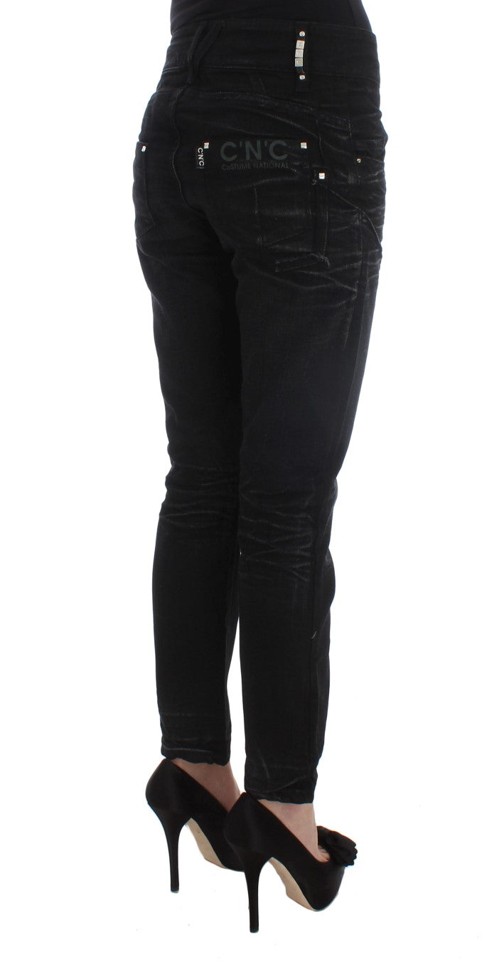 Costume National Elegant black slouchy fit jeans for trendsetters