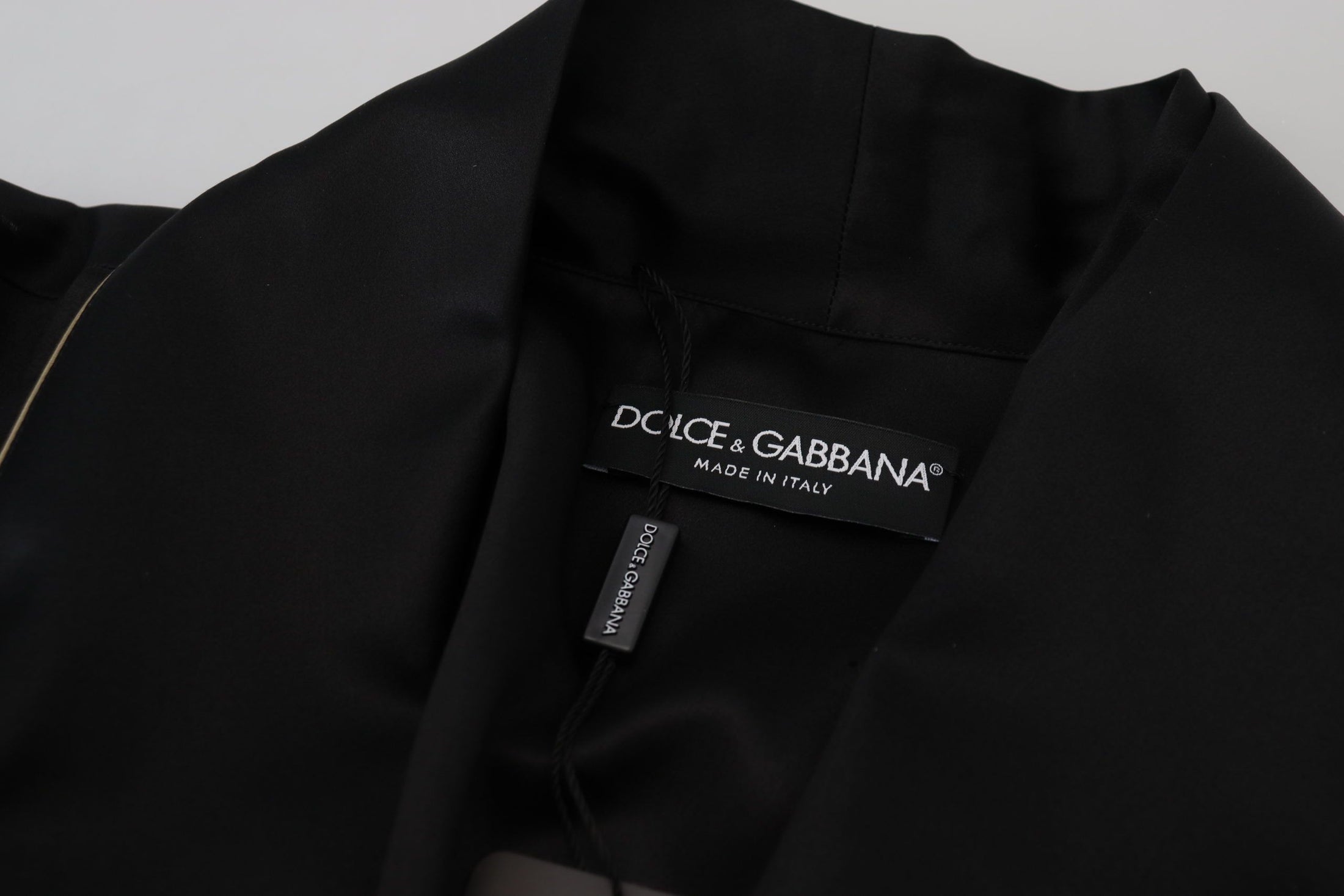 Dolce &amp; Gabbana Siyah ipek zarif uzun ceket