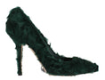 Load image into Gallery viewer, Dolce & Gabbana Elegant Green Xiangao Fur Leather Pumps
