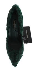 Load image into Gallery viewer, Dolce & Gabbana Elegant Green Xiangao Fur Leather Pumps
