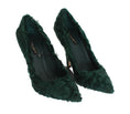 Load image into Gallery viewer, Dolce & Gabbana Elegant Green Xiangao Fur Leather Pumps
