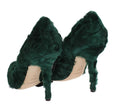 Load image into Gallery viewer, Dolce & Gabbana Elegant Green Xiangao Fur Leather Pumps
