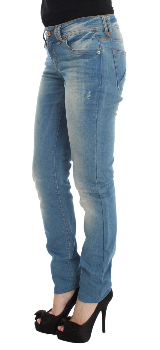 John Galliano Schlanke blaue Designer-Jeans mit schmaler Passform