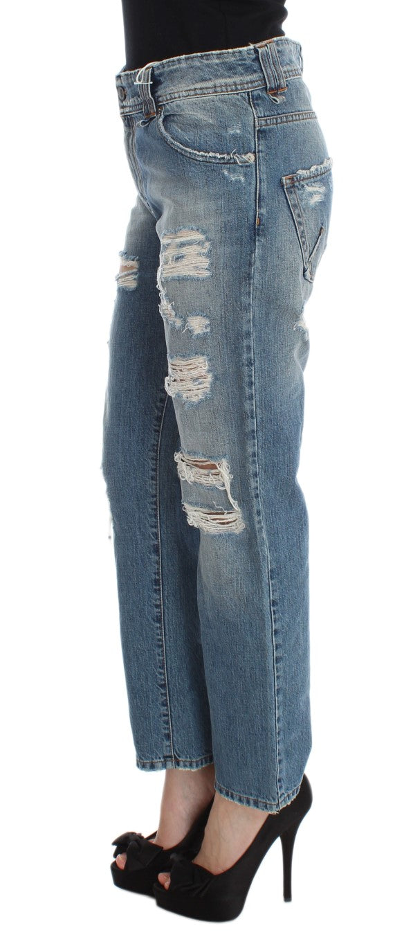 John Galliano Schicke Boyfriend Jeans mit blauer Waschung