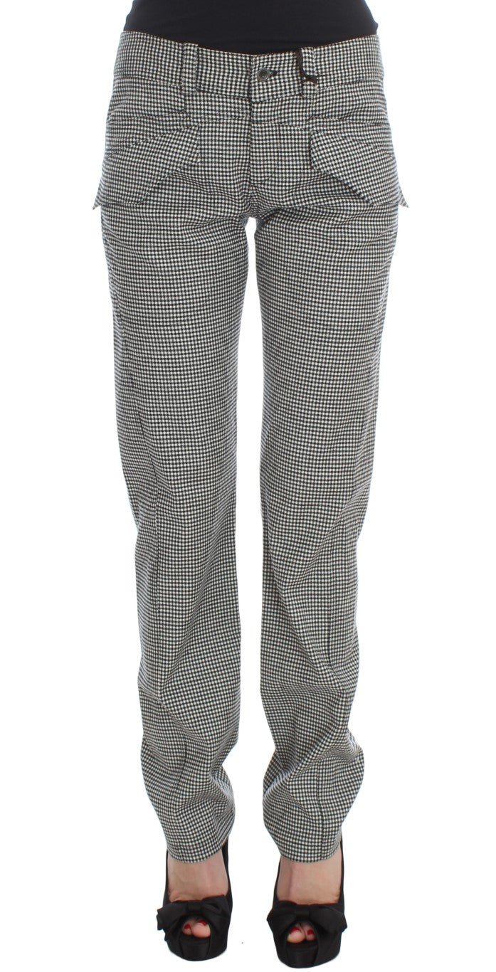 Ermanno Scervino Chic checked black and white regular fit trousers