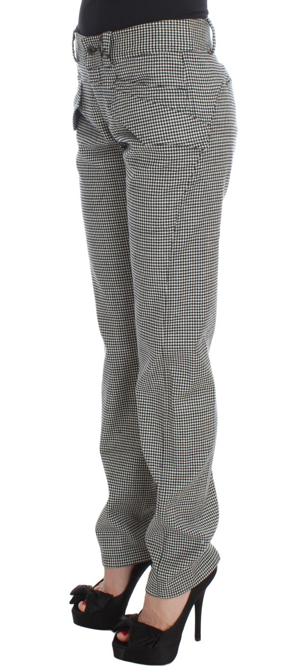 Ermanno Scervino Chic checked black and white regular fit trousers