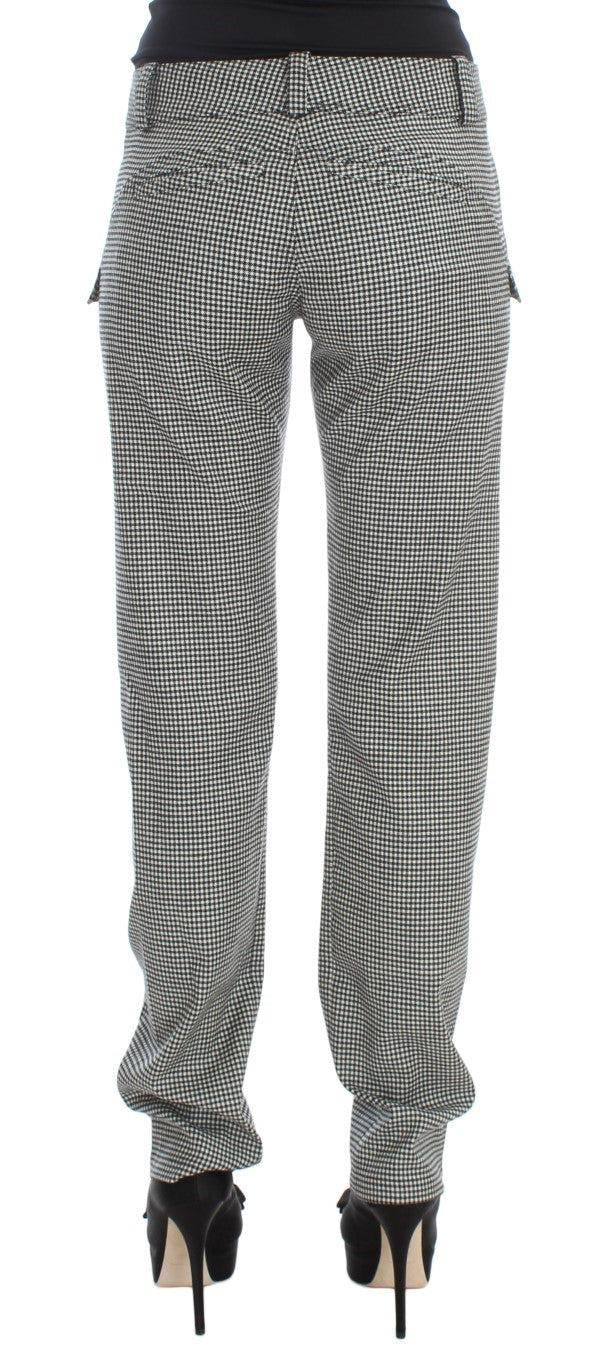 Ermanno Scervino Chic checked black and white regular fit trousers