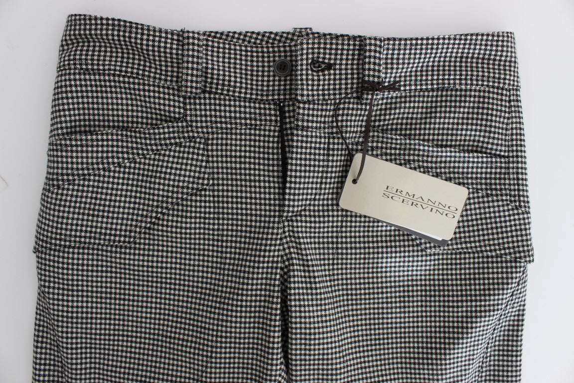 Ermanno Scervino Chic checked black and white regular fit trousers