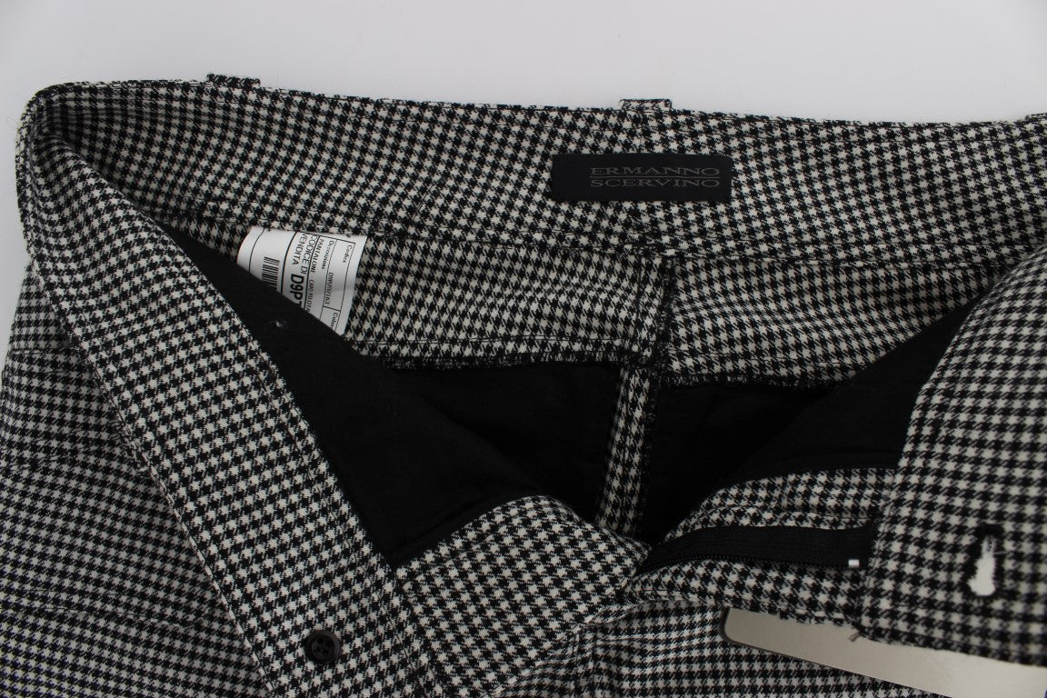 Ermanno Scervino Chic checked black and white regular fit trousers