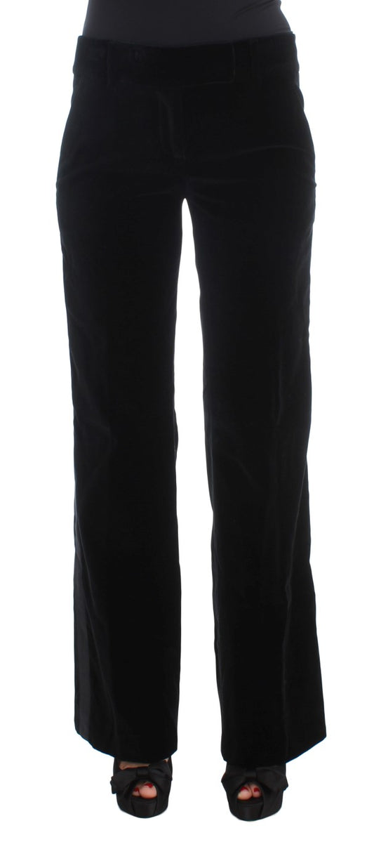 Ermanno Scervino Elegant black silk blend wide leg trousers