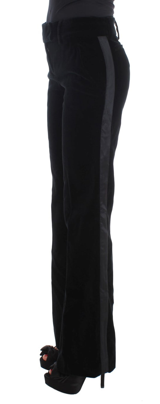 Ermanno Scervino Elegant black silk blend wide leg trousers