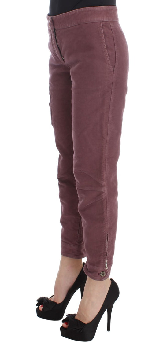 Ermanno Scervino Chic burgundy capri cargo trousers in a short form