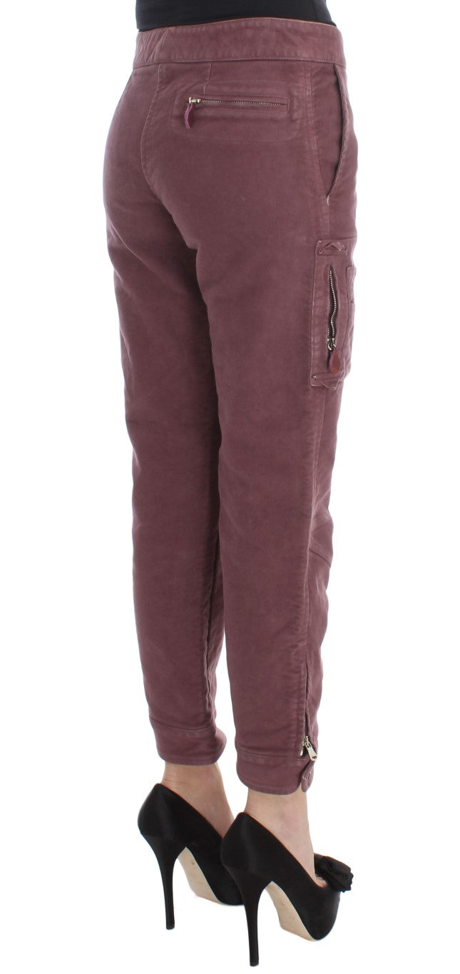 Ermanno Scervino Chic burgundy capri cargo trousers in a short form