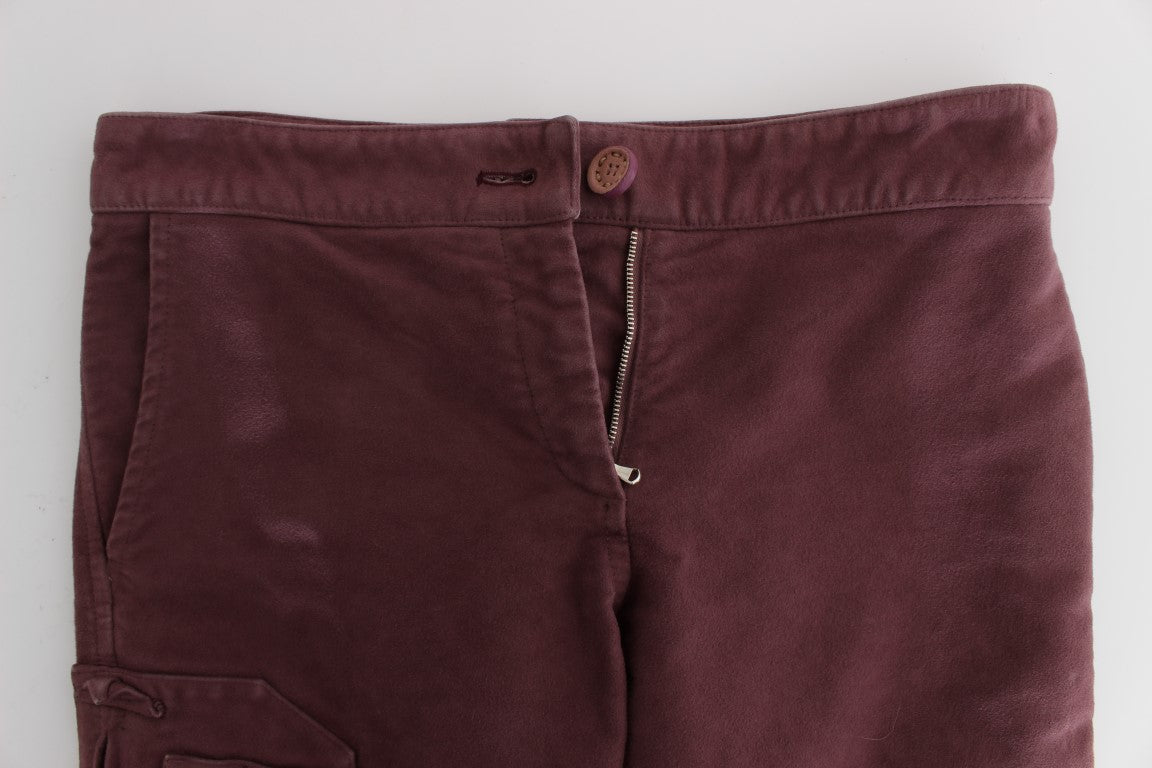 Ermanno Scervino Chic burgundy capri cargo trousers in a short form