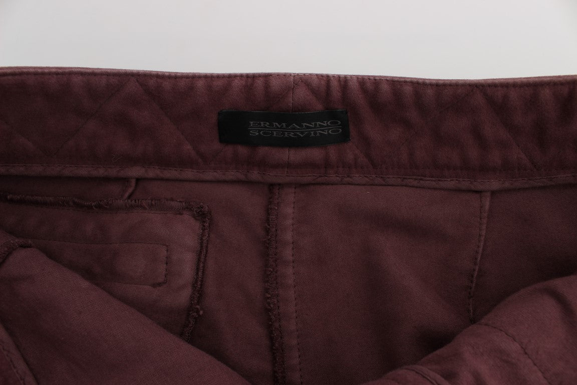 Ermanno Scervino Chic burgundy capri cargo trousers in a short form