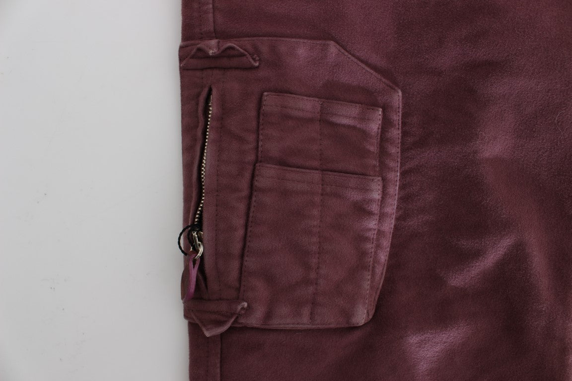 Ermanno Scervino Chic burgundy capri cargo trousers in a short form