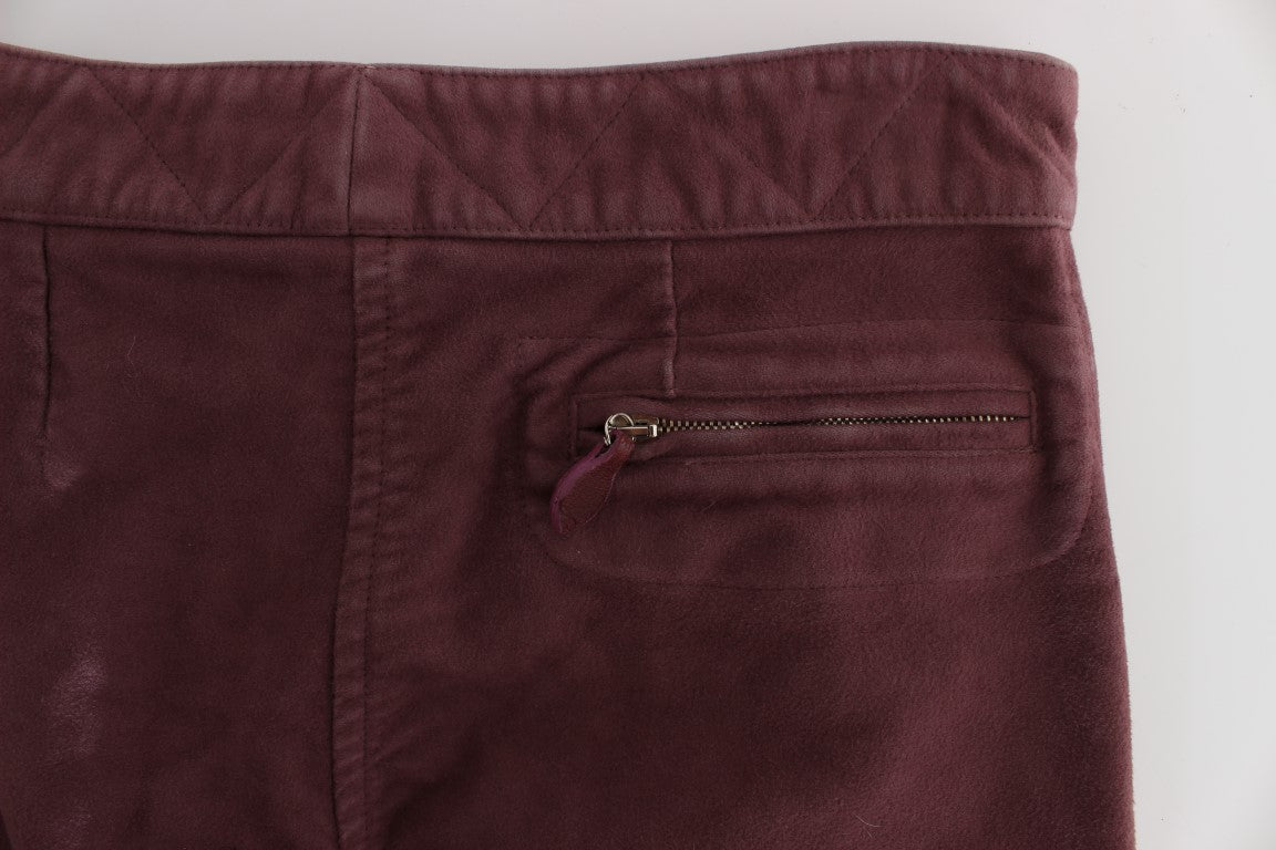 Ermanno Scervino Chic burgundy capri cargo trousers in a short form