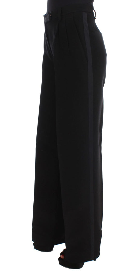 Ermanno Scervino Chic black silk blend wide leg jeans