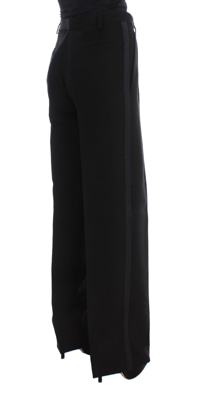 Ermanno Scervino Chic black silk blend wide leg jeans