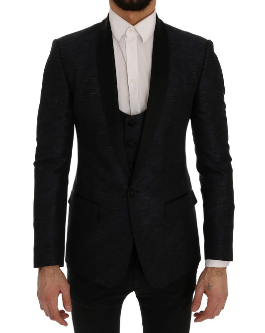 Dolce &amp; Gabbana Elegant blue and black slim fit suit ensemble