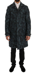 Load image into Gallery viewer, Dolce & Gabbana Blue Camouflage Trench Coat Elegance
