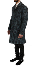 Load image into Gallery viewer, Dolce & Gabbana Blue Camouflage Trench Coat Elegance
