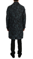 Load image into Gallery viewer, Dolce & Gabbana Blue Camouflage Trench Coat Elegance
